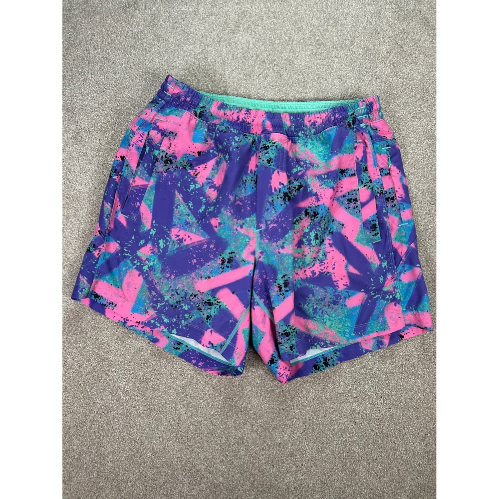 Bird Dogs Men's Medium Shorts Purple Pink Green Abstract Athletic Casual Boom M
